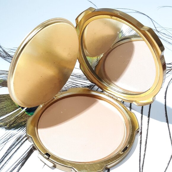 Gold Powder Compact - Etsy Van-Ace Powder Compact Mirror Gold-tone Satin Gloss Stripe Embossed Floral Back